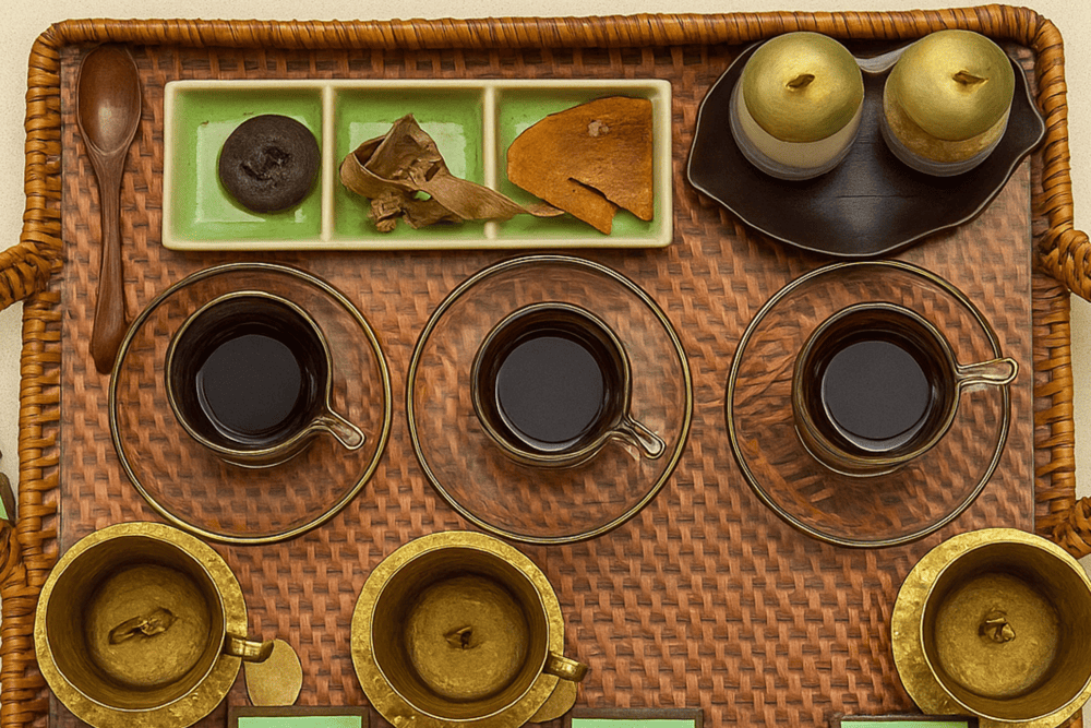 The teas reflect authentic Vietnamese flavors, especially lotus and ginger tea, served in handcrafted ceramic teapots